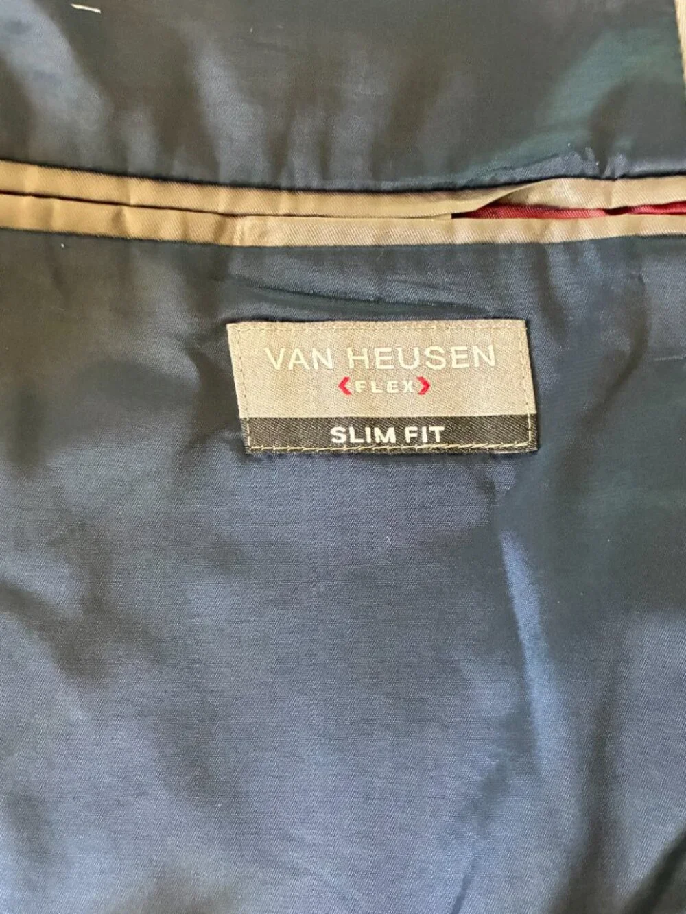 Van Heusen Flex Slim-Fit Navy Blue Sport Coat Mens Size 38R Plaid Two Button